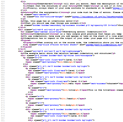 A screenshot of the source code for this specific page