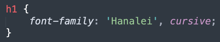 example CSS font family Hanalei
