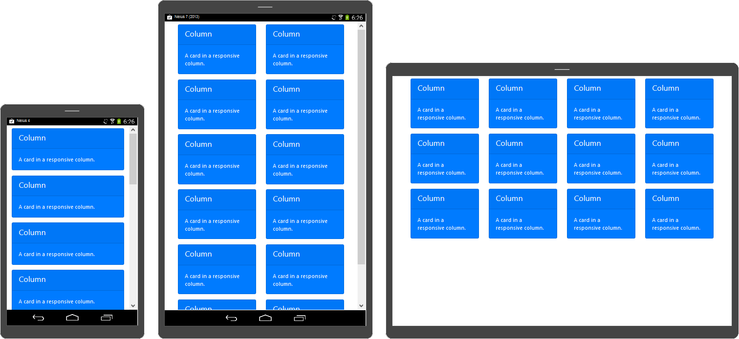 How a responsive grid looks like on different devices